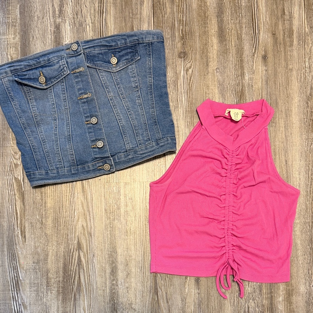 Pink Ruched Halter Top